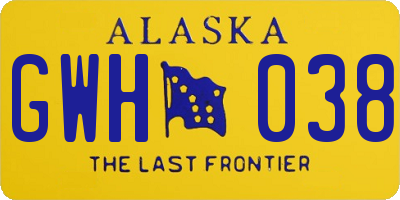 AK license plate GWH038
