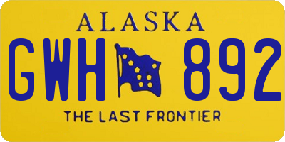 AK license plate GWH892