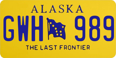 AK license plate GWH989