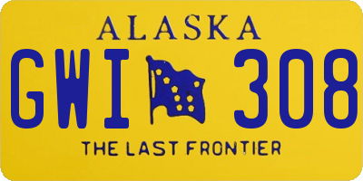 AK license plate GWI308