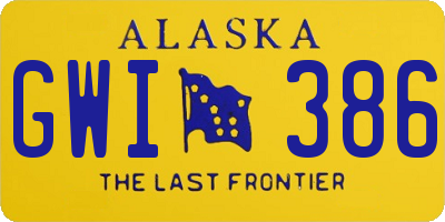AK license plate GWI386