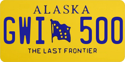 AK license plate GWI500