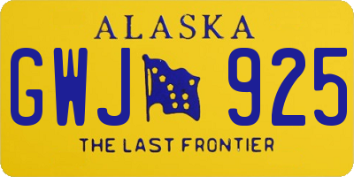 AK license plate GWJ925