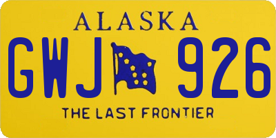 AK license plate GWJ926