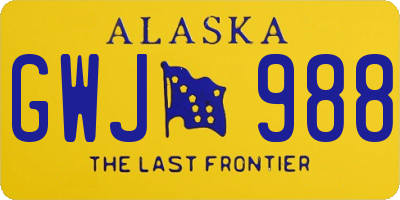 AK license plate GWJ988