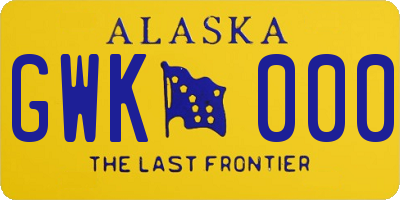 AK license plate GWK000