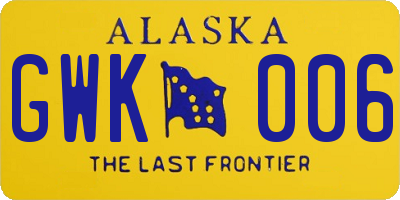 AK license plate GWK006
