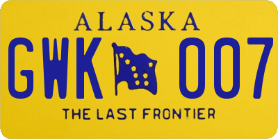 AK license plate GWK007
