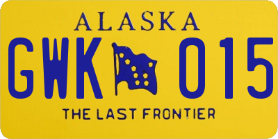 AK license plate GWK015
