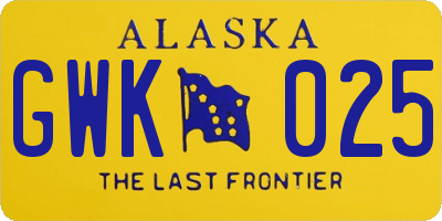 AK license plate GWK025