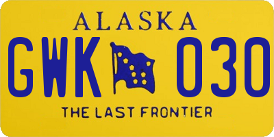 AK license plate GWK030