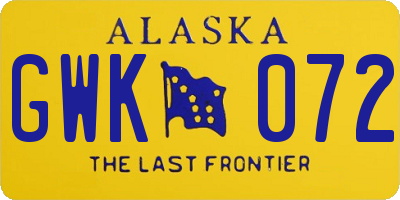 AK license plate GWK072