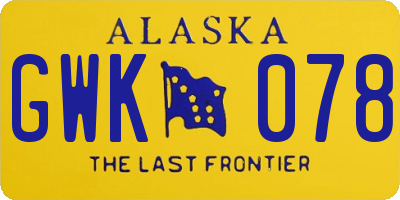 AK license plate GWK078