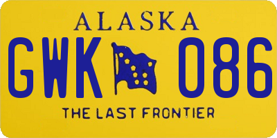 AK license plate GWK086