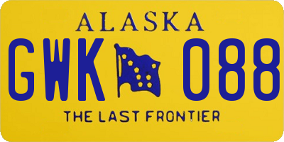 AK license plate GWK088