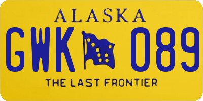AK license plate GWK089
