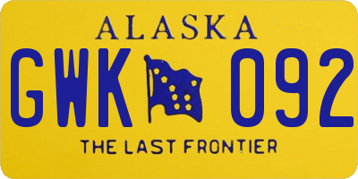 AK license plate GWK092