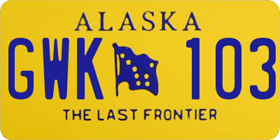 AK license plate GWK103