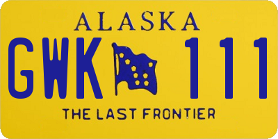 AK license plate GWK111