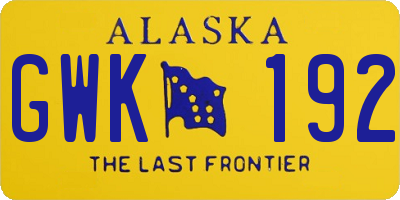 AK license plate GWK192