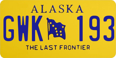 AK license plate GWK193