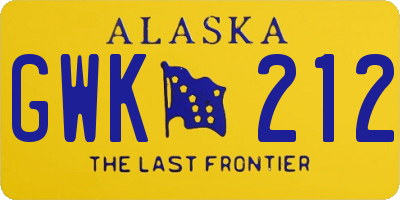 AK license plate GWK212