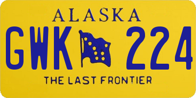 AK license plate GWK224