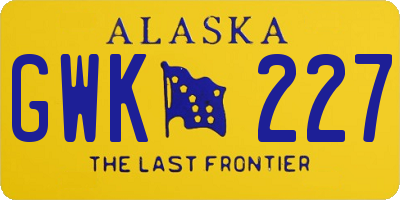 AK license plate GWK227