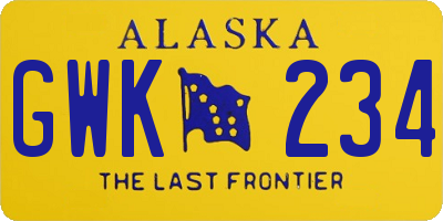 AK license plate GWK234