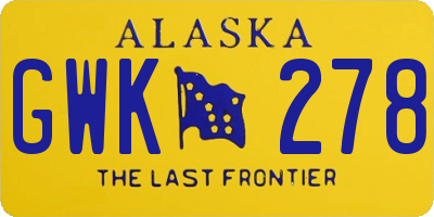 AK license plate GWK278