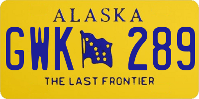 AK license plate GWK289