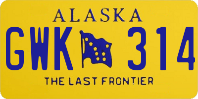 AK license plate GWK314