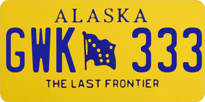 AK license plate GWK333
