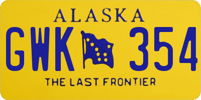 AK license plate GWK354