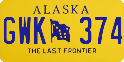 AK license plate GWK374