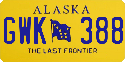 AK license plate GWK388