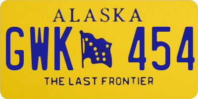 AK license plate GWK454