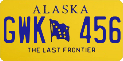 AK license plate GWK456