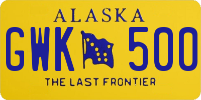 AK license plate GWK500