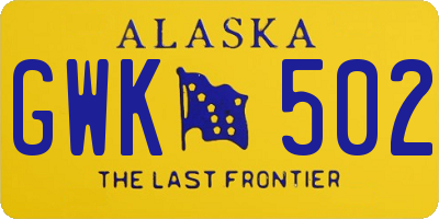 AK license plate GWK502