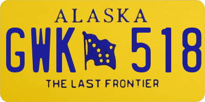 AK license plate GWK518