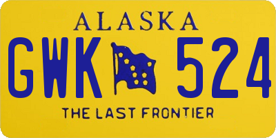 AK license plate GWK524