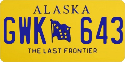 AK license plate GWK643