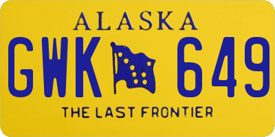 AK license plate GWK649