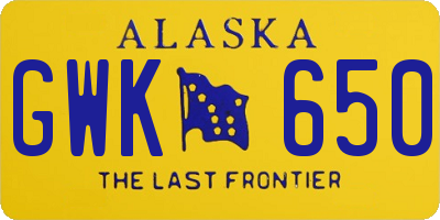 AK license plate GWK650