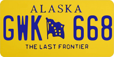 AK license plate GWK668