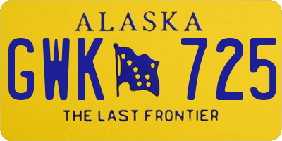 AK license plate GWK725