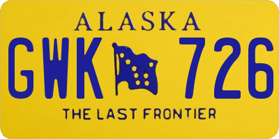 AK license plate GWK726