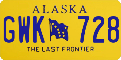 AK license plate GWK728