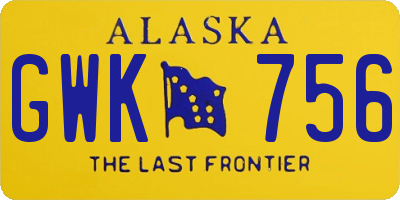 AK license plate GWK756